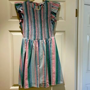 English Factory smocked ruffle sleeve stripe dress!